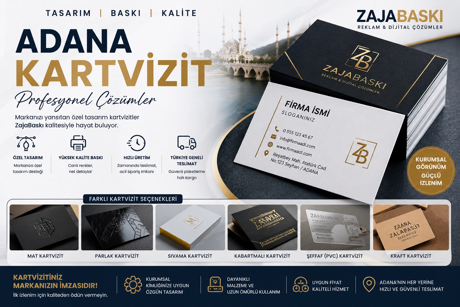 Adana Kartvizit Baskı | Profesyonel Kartvizit Tasarımı | ZajaBaskı