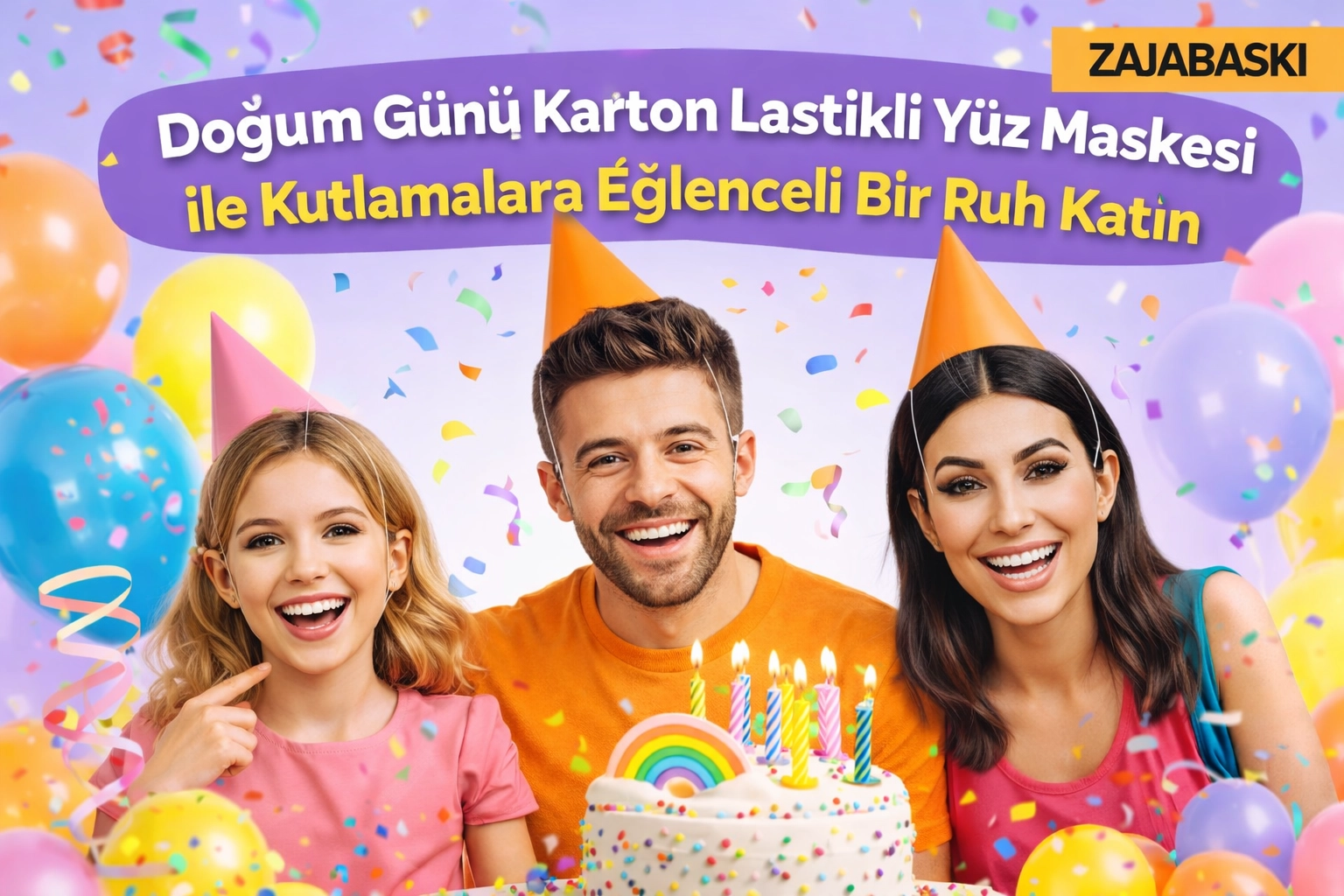 Doğum Günü Karton Lastikli Yüz Maskesi ile Kutlamalara Eğlenceli Bir Ruh Katın