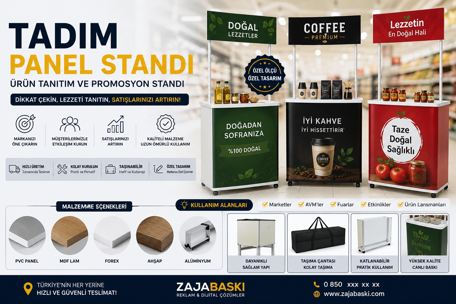 Tadım Panel Standı | Ürün Tanıtım ve Promosyon Standı | ZajaBaskı