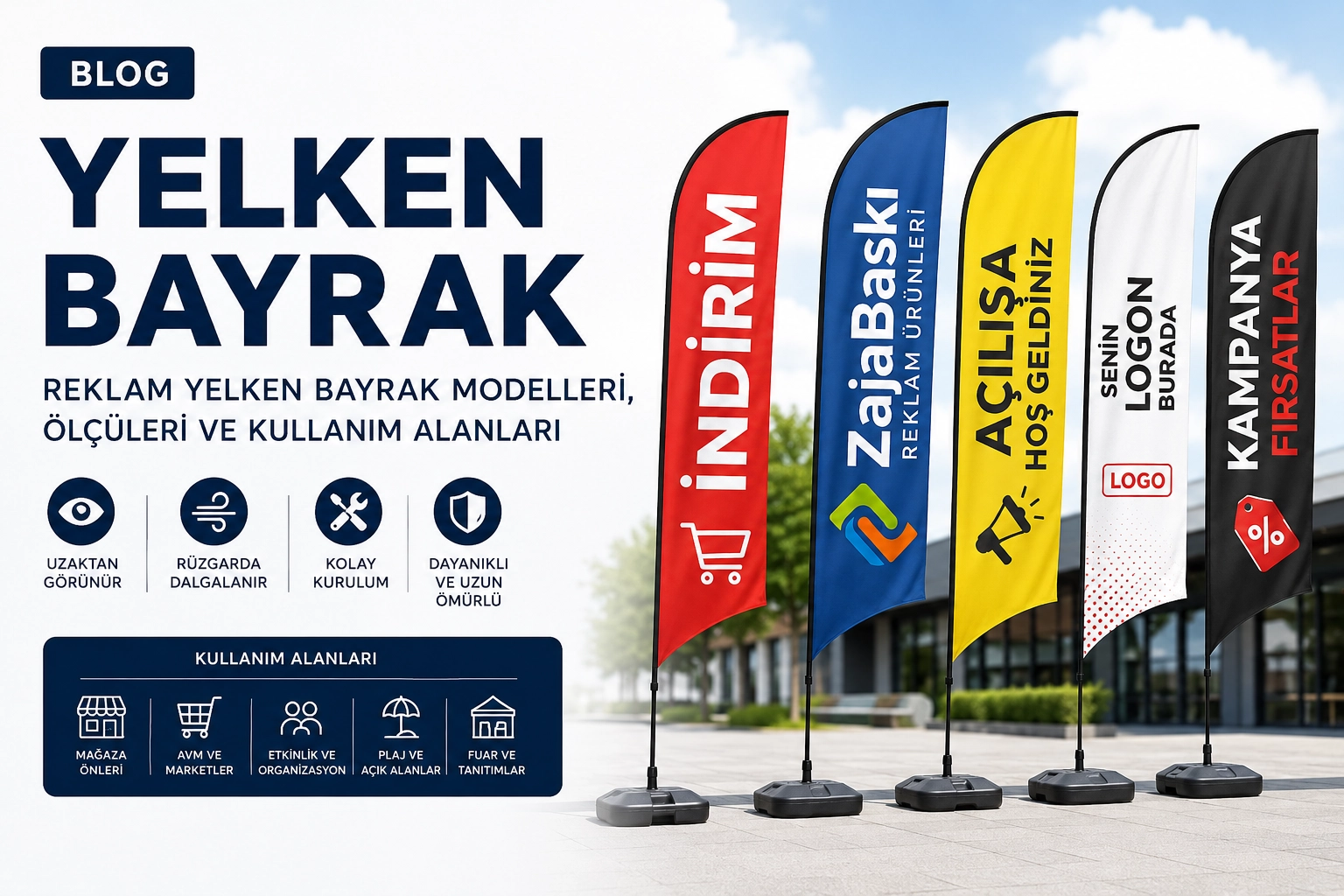 Yelken Bayrak Nedir? Reklam Yelken Bayrak Modelleri, Ölçüleri ve Kullanım Alanları