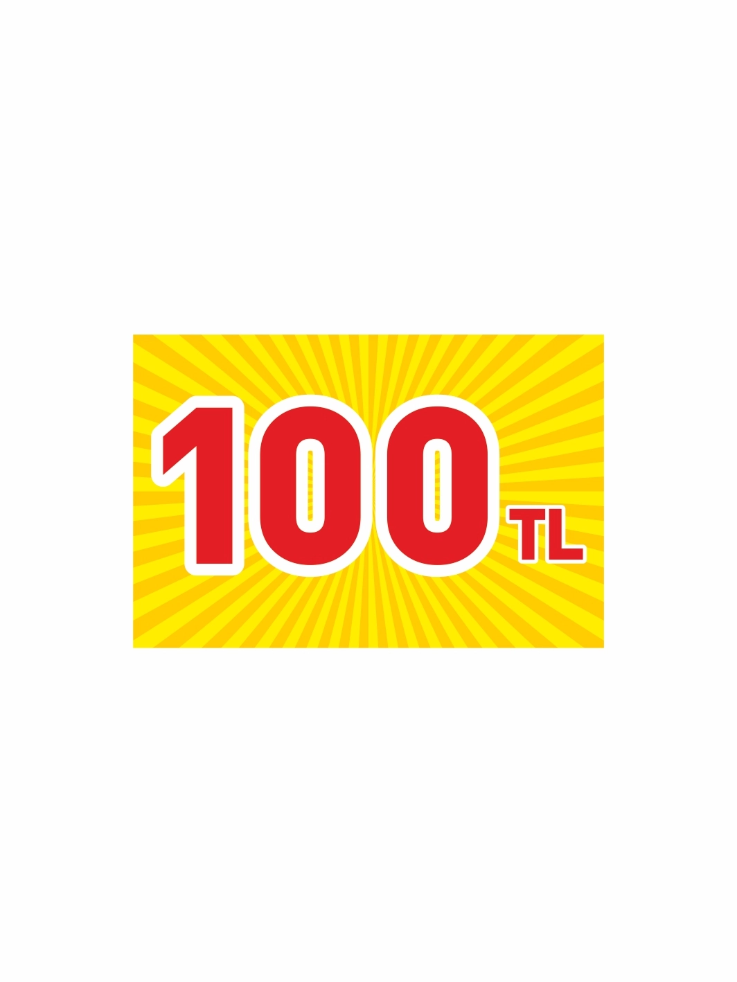 100 TL Yazılı Mağaza PVC Fiyat Etiketi – Mandallı Etiket Tutucu Uyumlu Kampanya Kartı