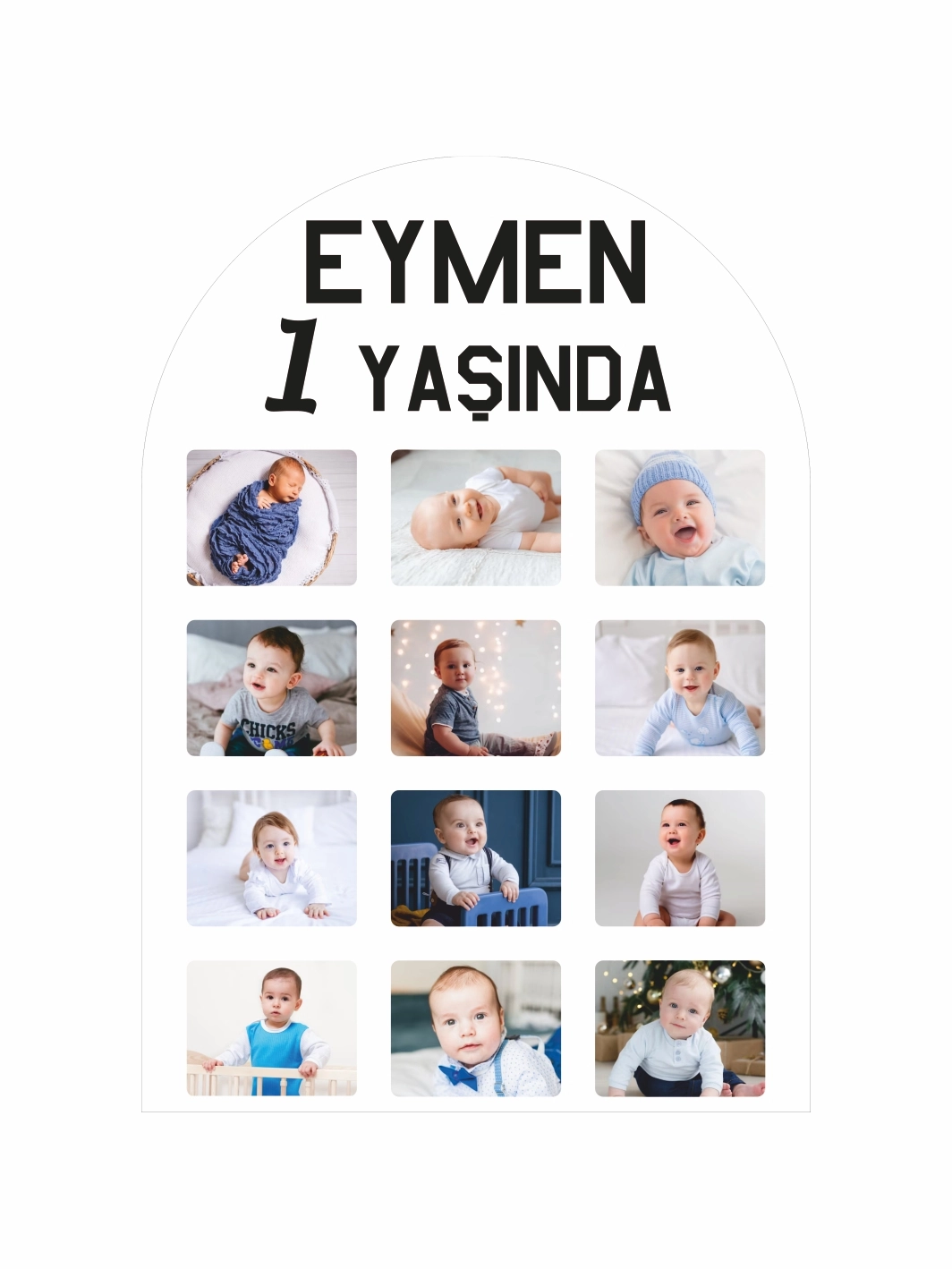 12Ay Resimli 1Yaş Doğum Günü Ayaklı Karşılama Panosu
