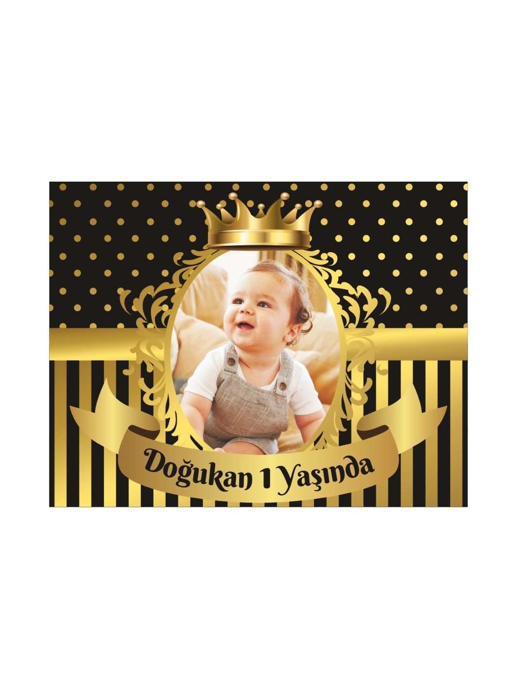 1Yaş Bebek Partisi Doğum Günü Magnet Siyah Gold Renk