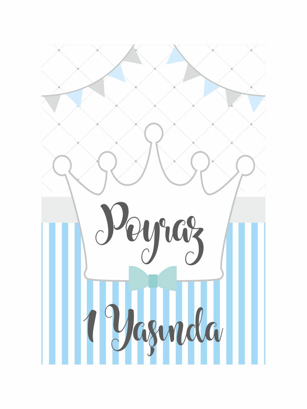 1 Yaş Doğum Günü Karşılama Panosu Taç İsim Tema