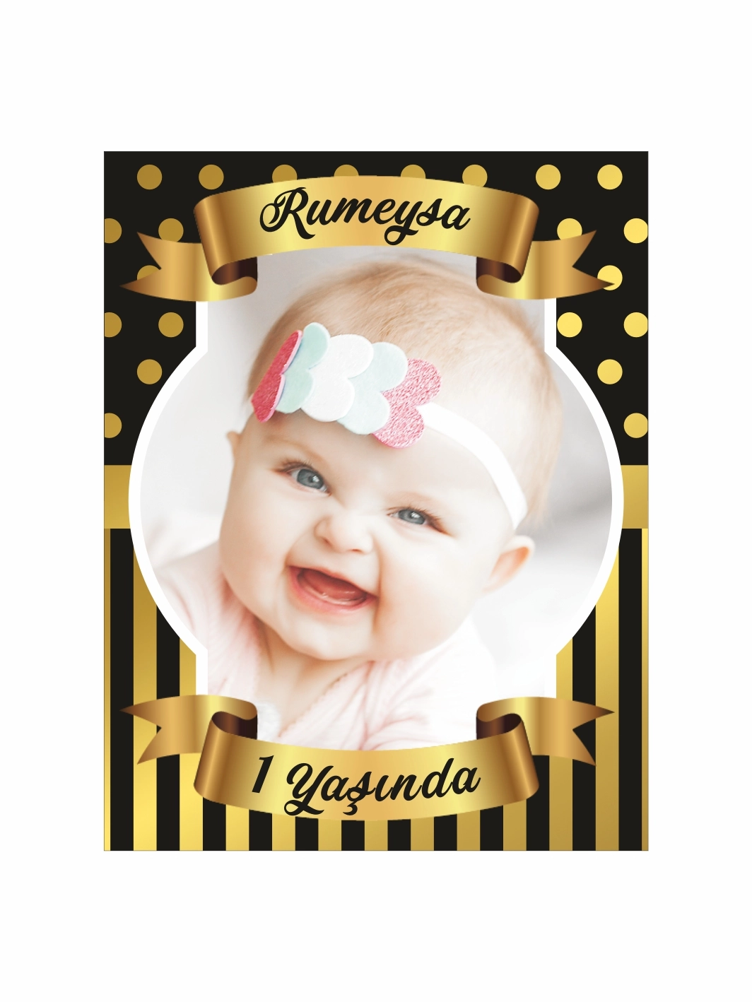 1Yaş Doğum Günü Magnet Siyah Gold Konsept