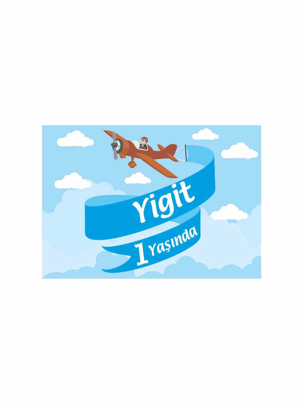 1 Yaş Doğum Günü Partisi Afişi Uçak Temalı
