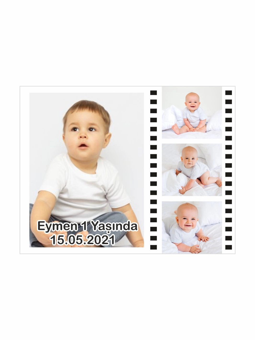 1 Yaş Erkek Bebek Doğum Günü Magneti Kolaj Resimli – Kişiye Özel Fotoğraflı Tasarım