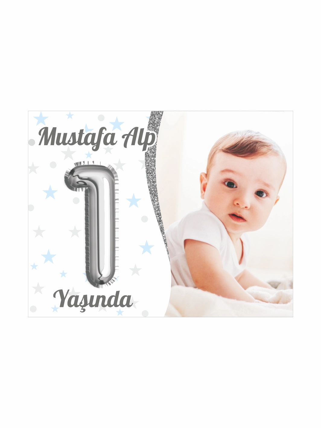 1Yaş Erkek Bebek Doğum Günü Parti Magnet Sade Foto Tema