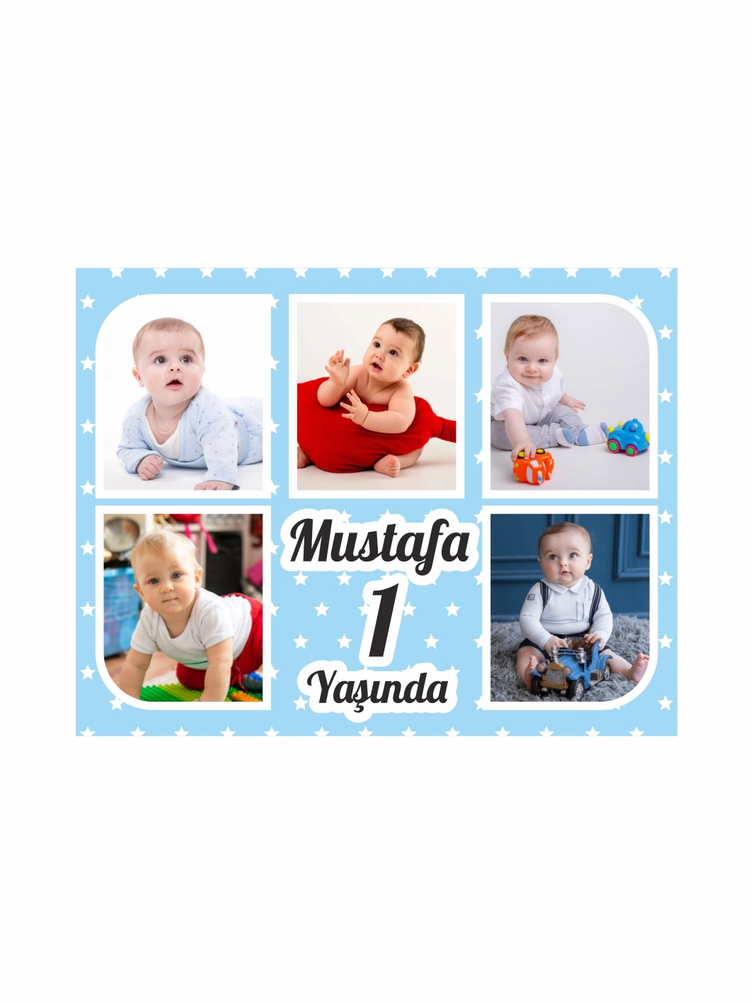1 Yaş Erkek Bebek Resimli Kolaj Doğum Günü Magnet