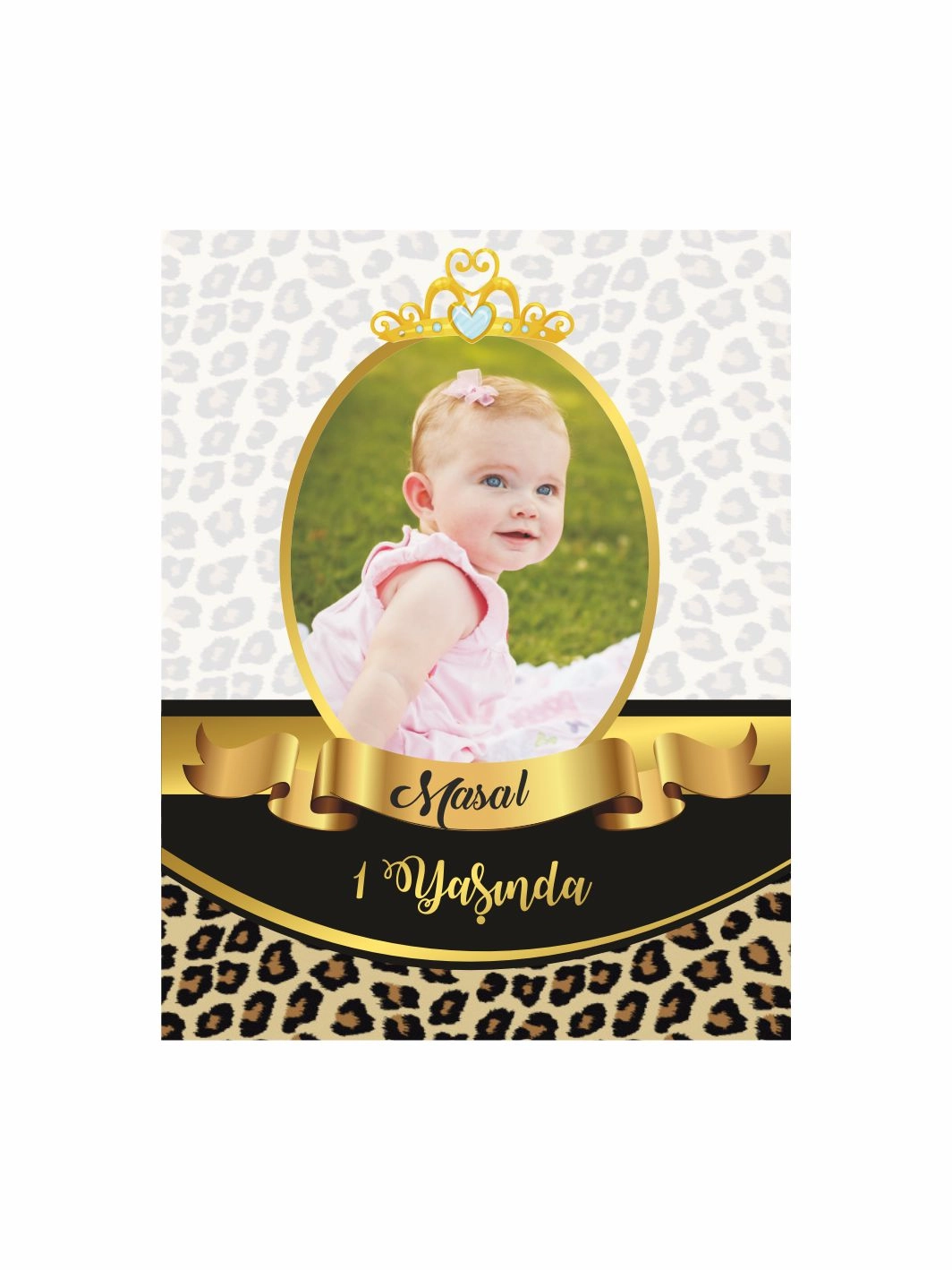 1 Yaş Kız Bebek Resimli Doğum Günü Magneti Leopar Tema Modelleri ve Fiyatları