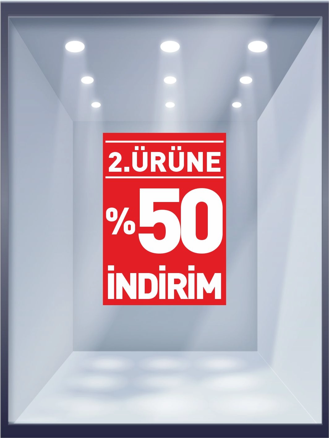 2. Ürüne %50 İndirim Folyo Baskısı Mağaza İşyeri Dükkan Hazır Görsel