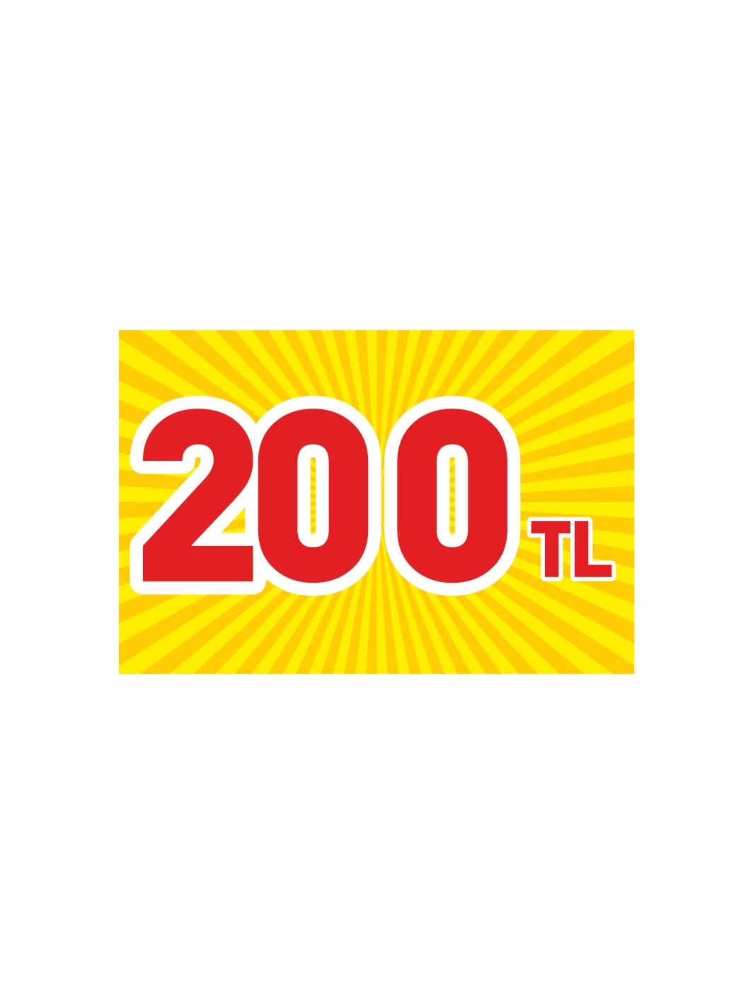 200 TL Yazılı Mağaza PVC Fiyat Etiketi – Mandallı Etiket Tutucu Uyumlu Kampanya Kartı