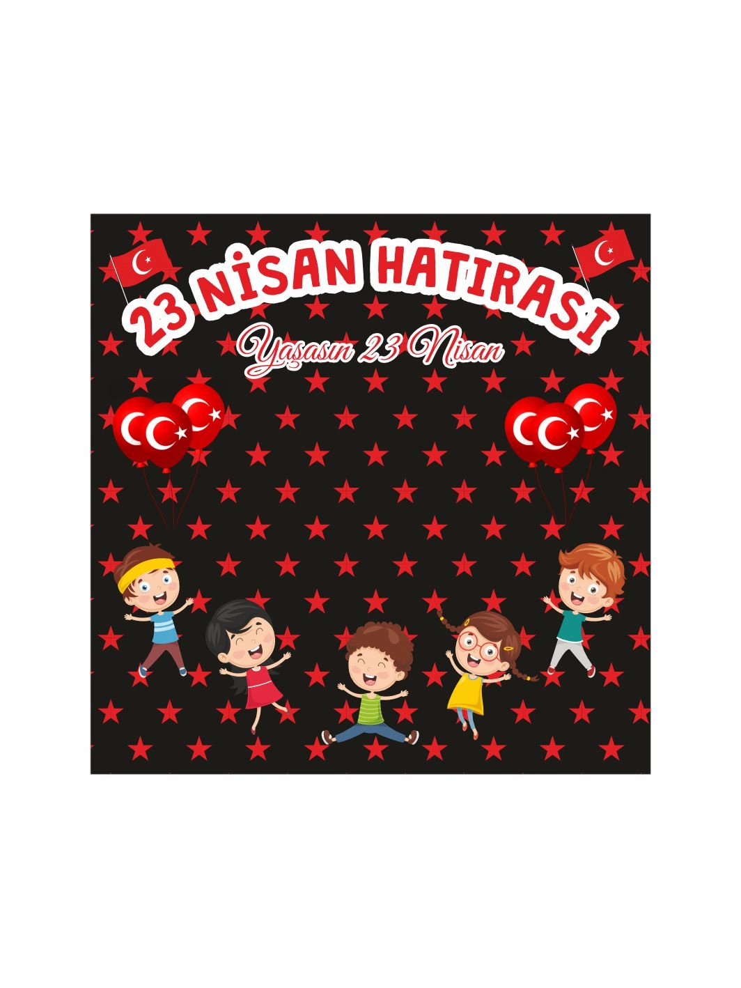 23 Nisan Hatırası Arka Fon Afişi Sevimli Çocuklar Tema Bayrak Konsept