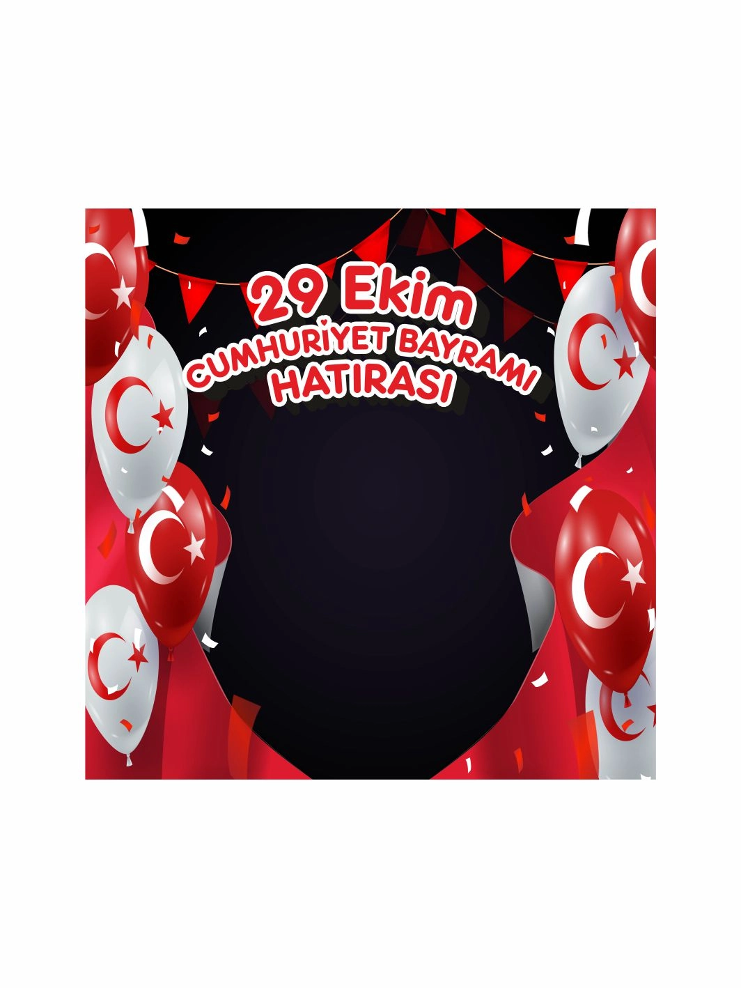 29 Ekim Cumhuriyet Bayramı Balon Temalı Fotoğraf Çekim Arka Fon Afişi
