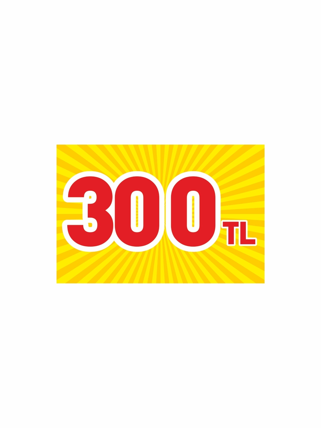 300 TL Yazılı Mağaza PVC Fiyat Etiketi – Mandallı Etiket Tutucu Uyumlu Kampanya Kartı