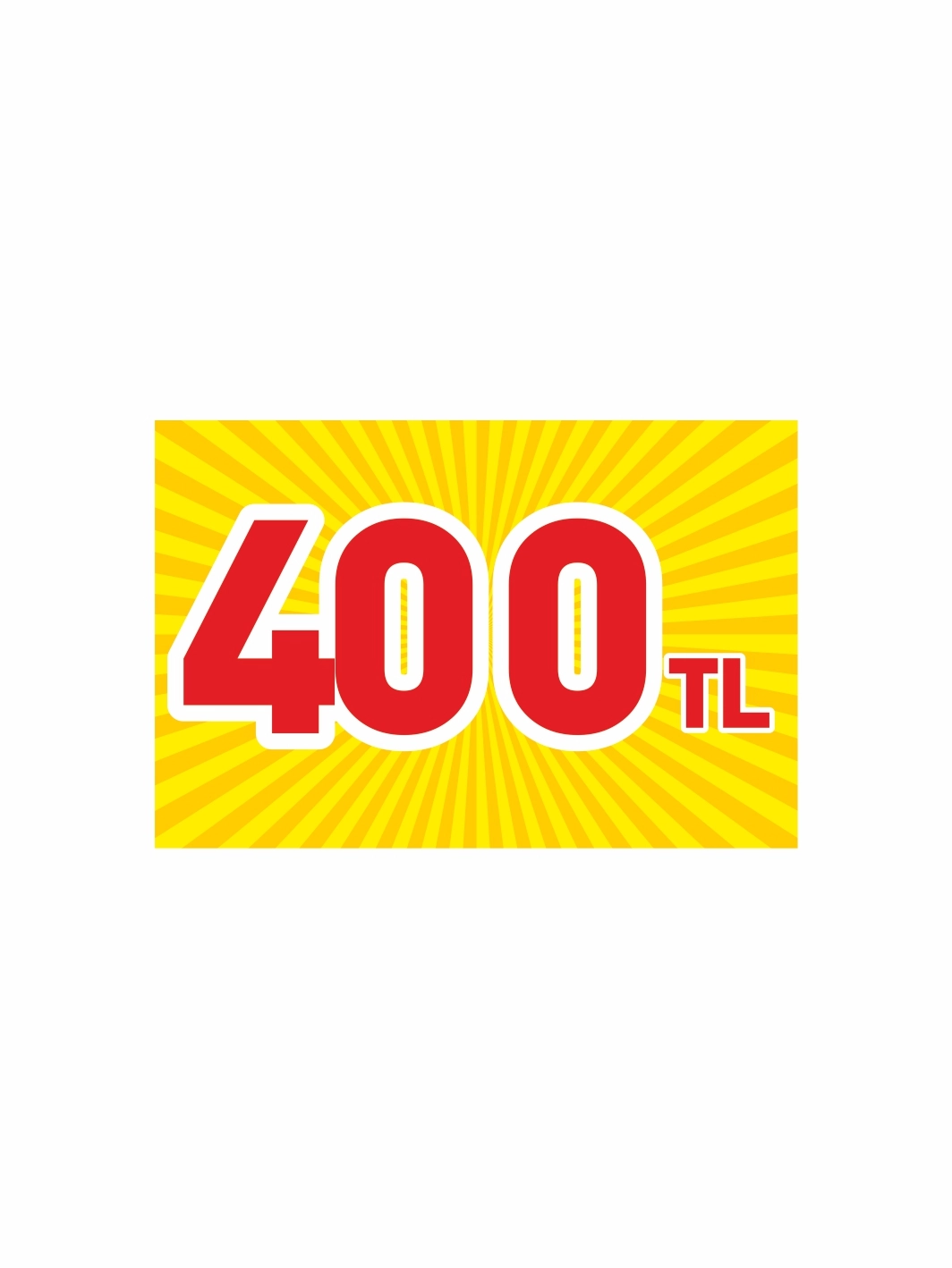 400 TL Yazılı Mağaza PVC Fiyat Etiketi – Mandallı Etiket Tutucu Uyumlu Kampanya Kartı