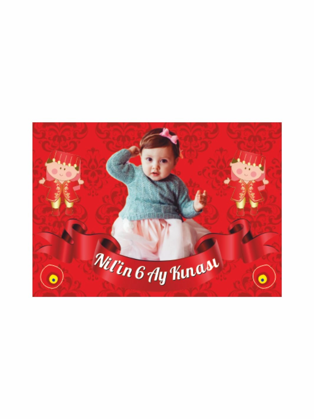 6 Ay Bebek Kına Afişi Bindallı Bebekler Konsept Vinil Baskı