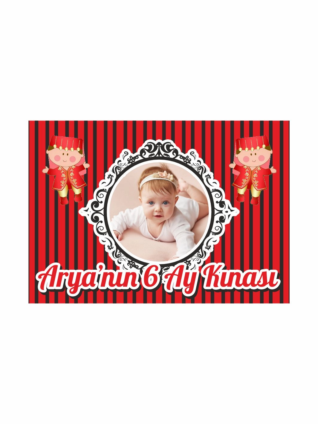 6 Ay Bebek Kına Afişi Resimli Bindallı Bebekler Konsept Vinil Baskı