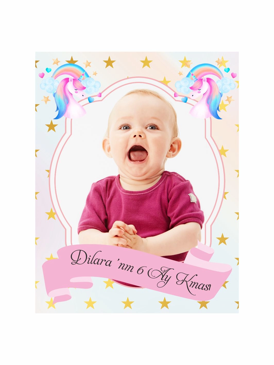 6 Ay Bebek Kına Magnet Unicorn Konsept