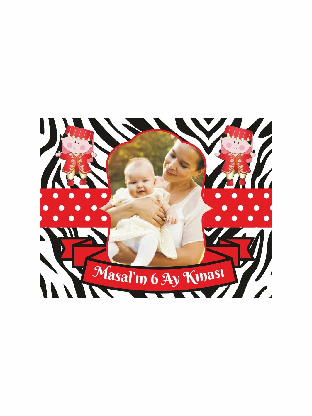 6 Ay Bebek Kınası Magnet Bindallı Bebekler Zebra Zemin Tema