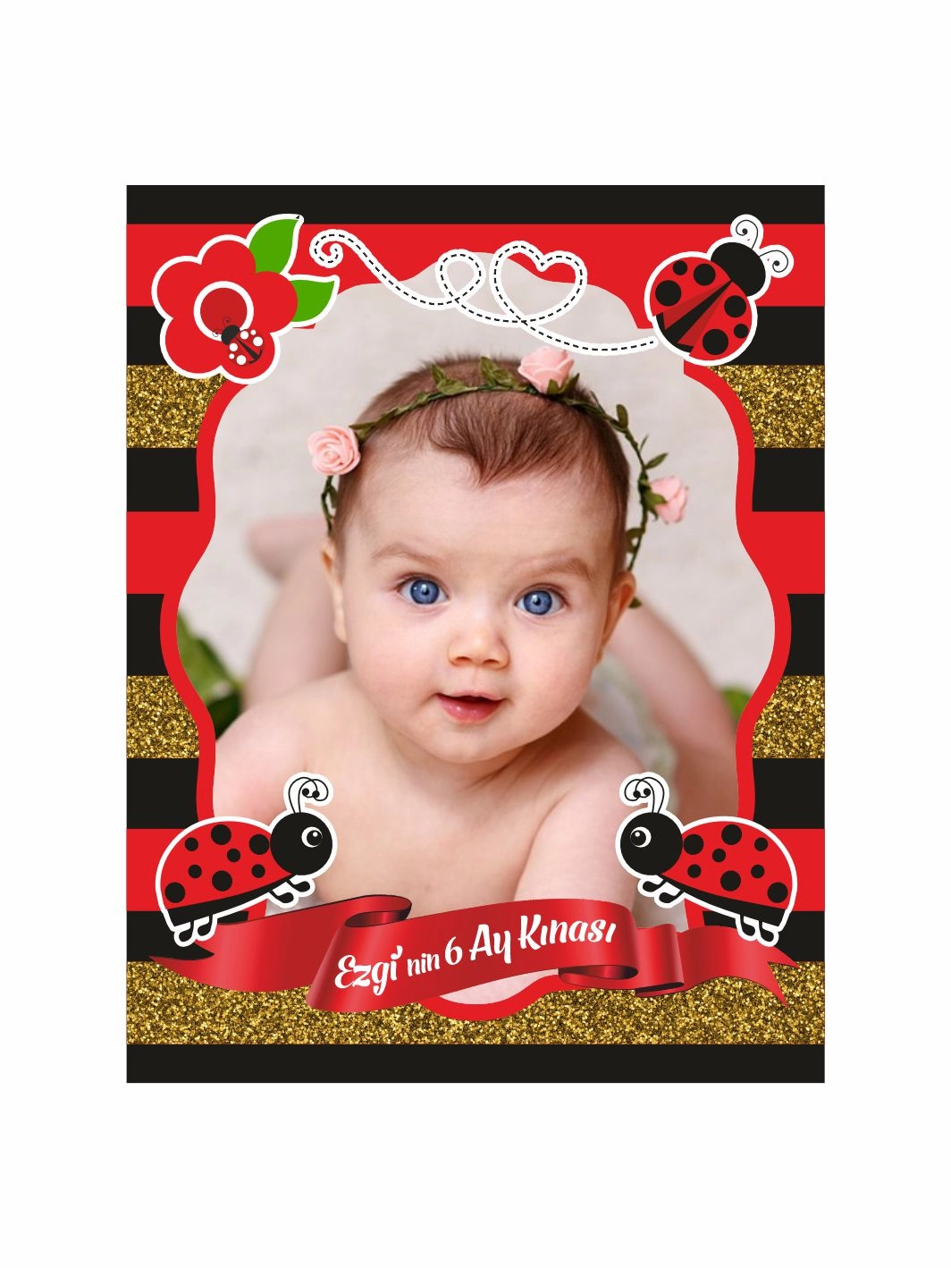 6 Ay Kız Bebek Kınası Magnet Uğur Böceği Konsept