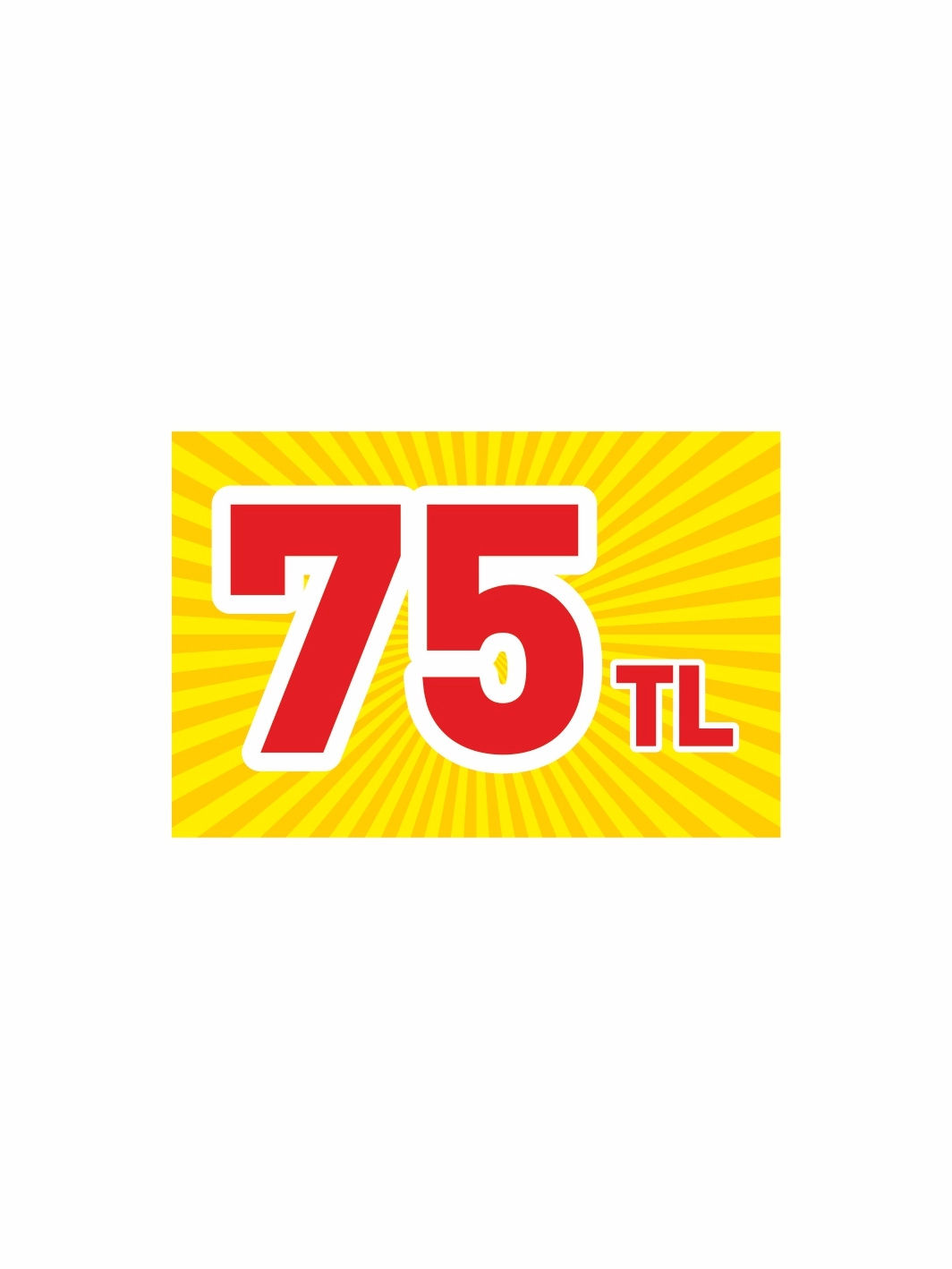 75 TL Yazılı Mağaza PVC Fiyat Etiketi – Mandallı Etiket Tutucu Uyumlu Kampanya Kartı