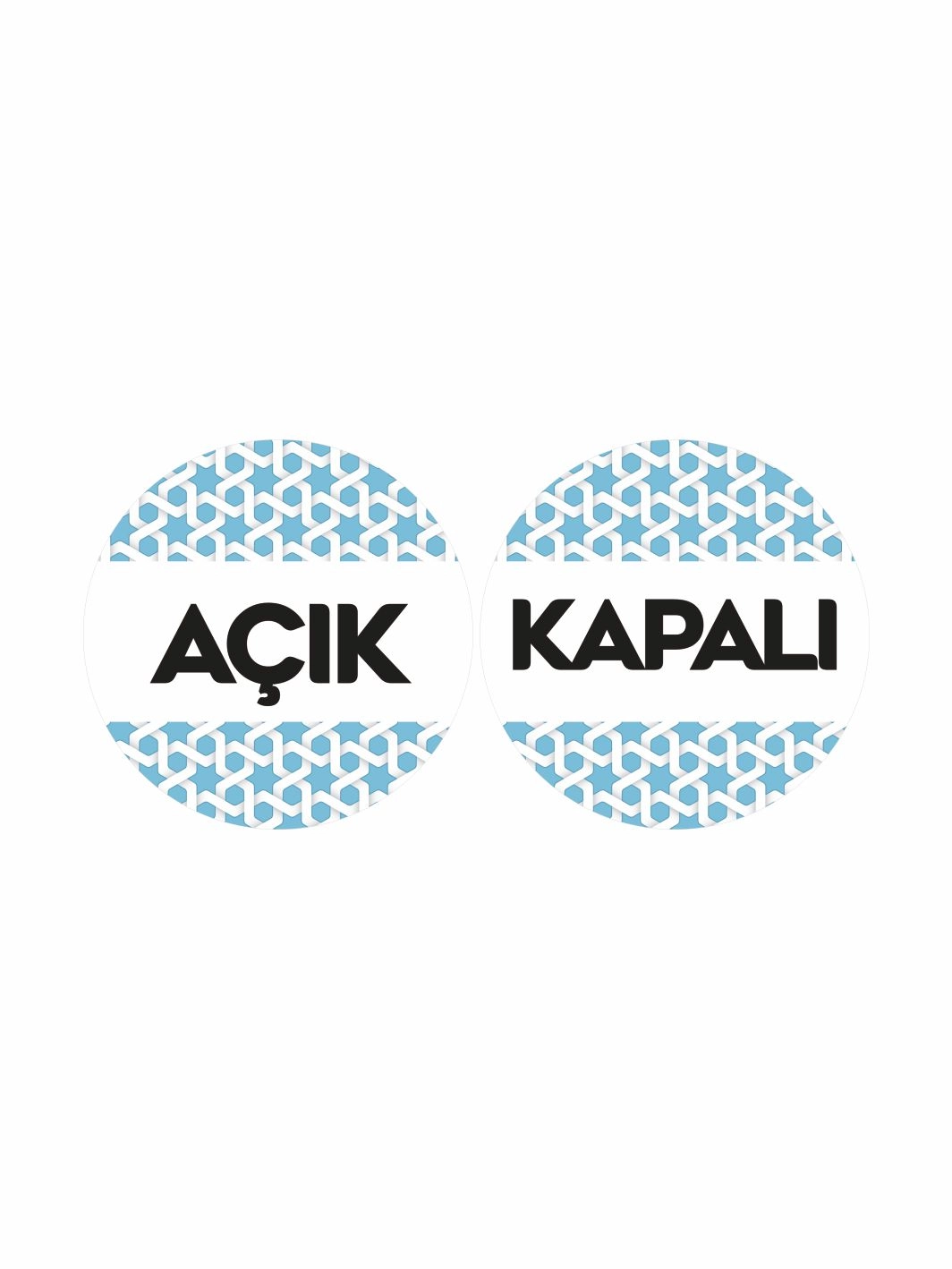Açık Kapalı İşyeri Dükkan Mağaza Levhası Mavi Desenli
