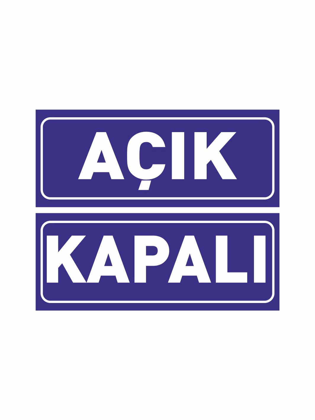 Açık Kapalı Levhası Lacivert Renk 30x12 cm