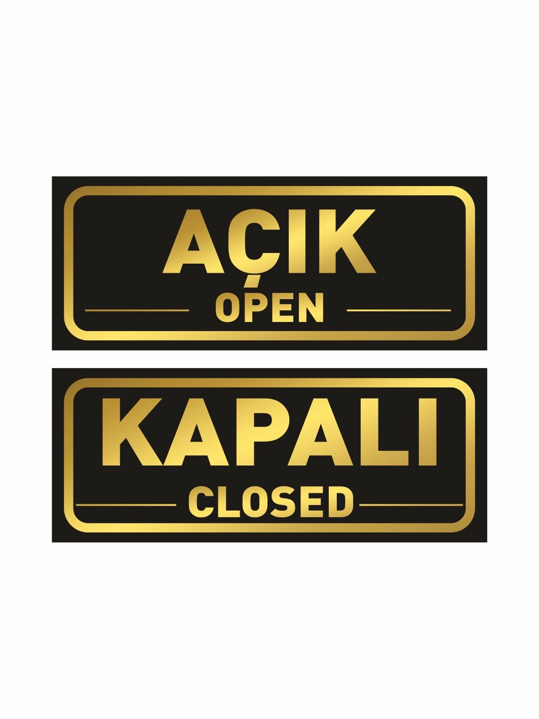 Açık Kapalı Levhası Siyah Gold Renk 30x12 cm