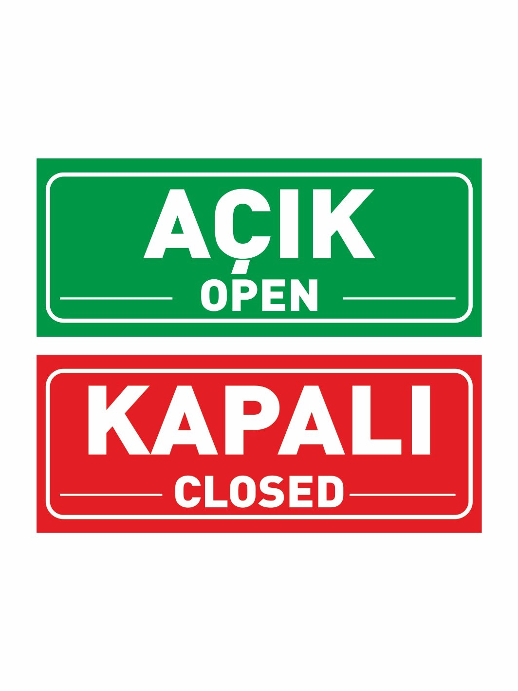 Açık Kapalı Levhası Yeşil Kırmızı Renk 30x12 cm