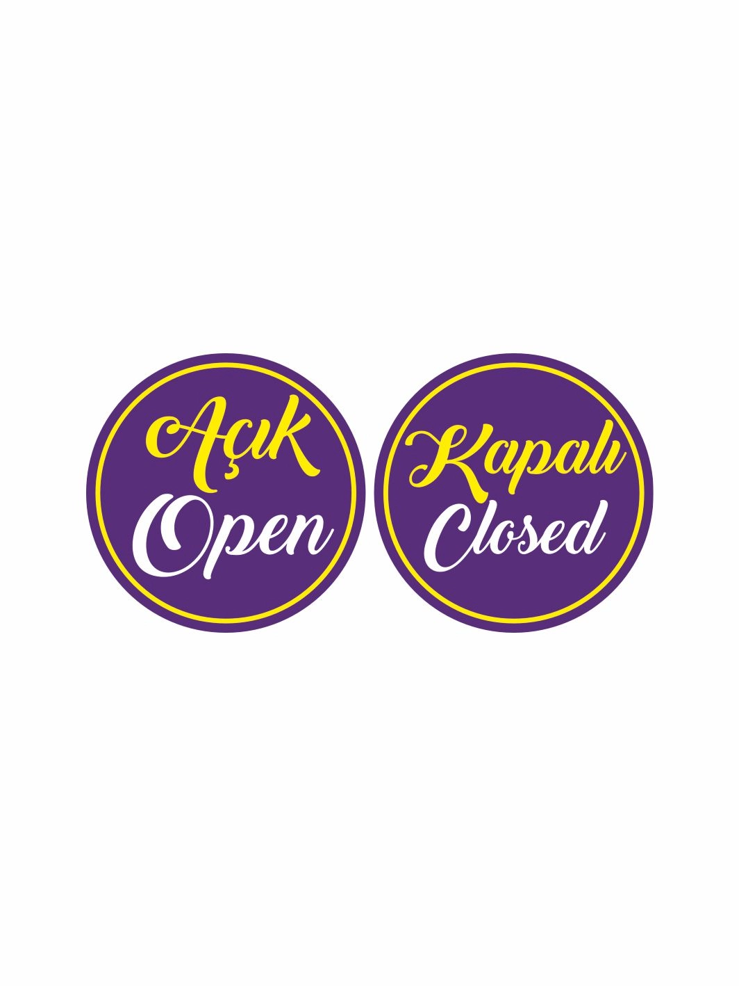 Açık Open Kapalı Closed İşyeri Dükkan Mağaza Levhası Mor