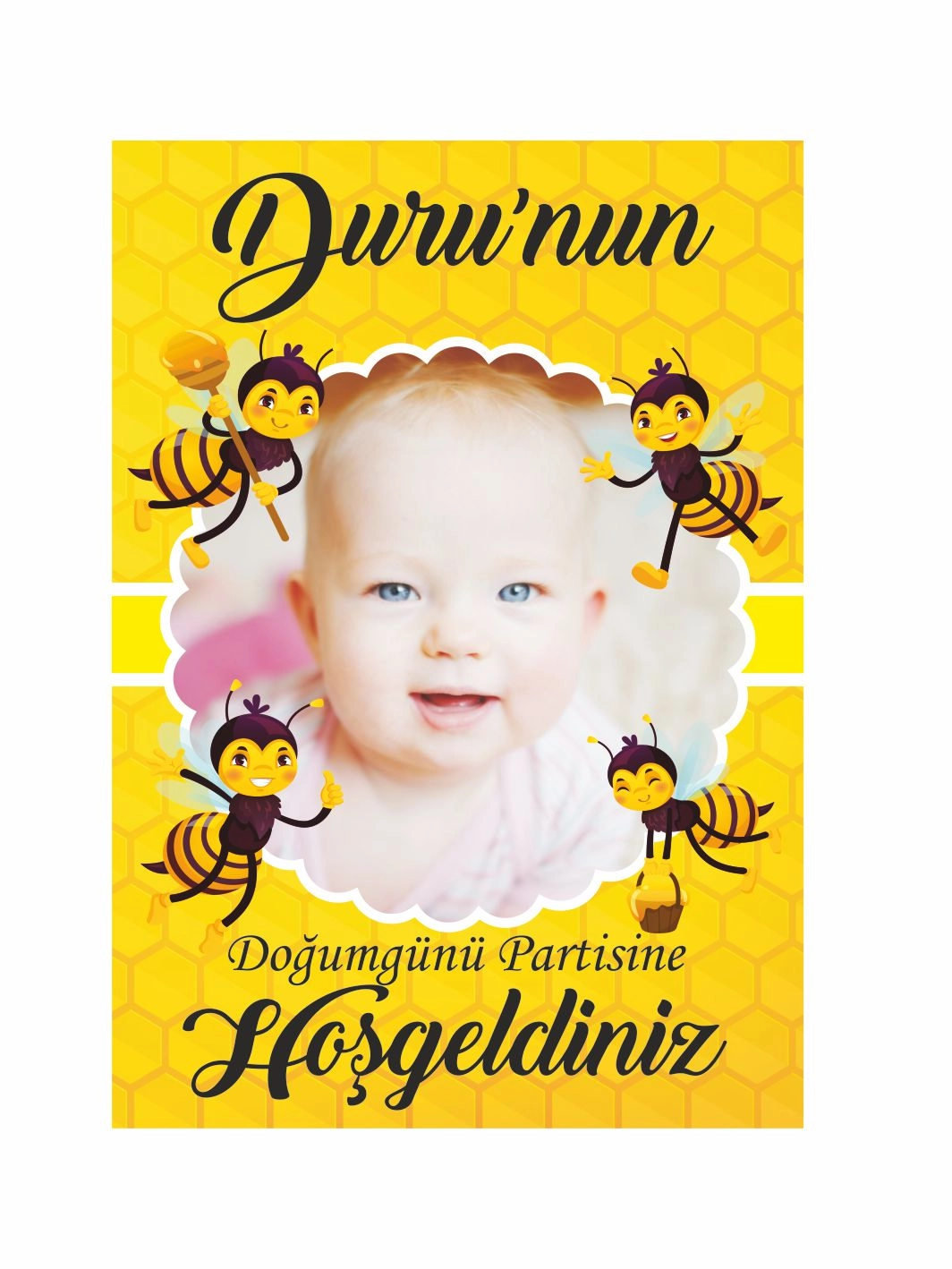 Arı Temalı Resimli Doğum Günü Pano