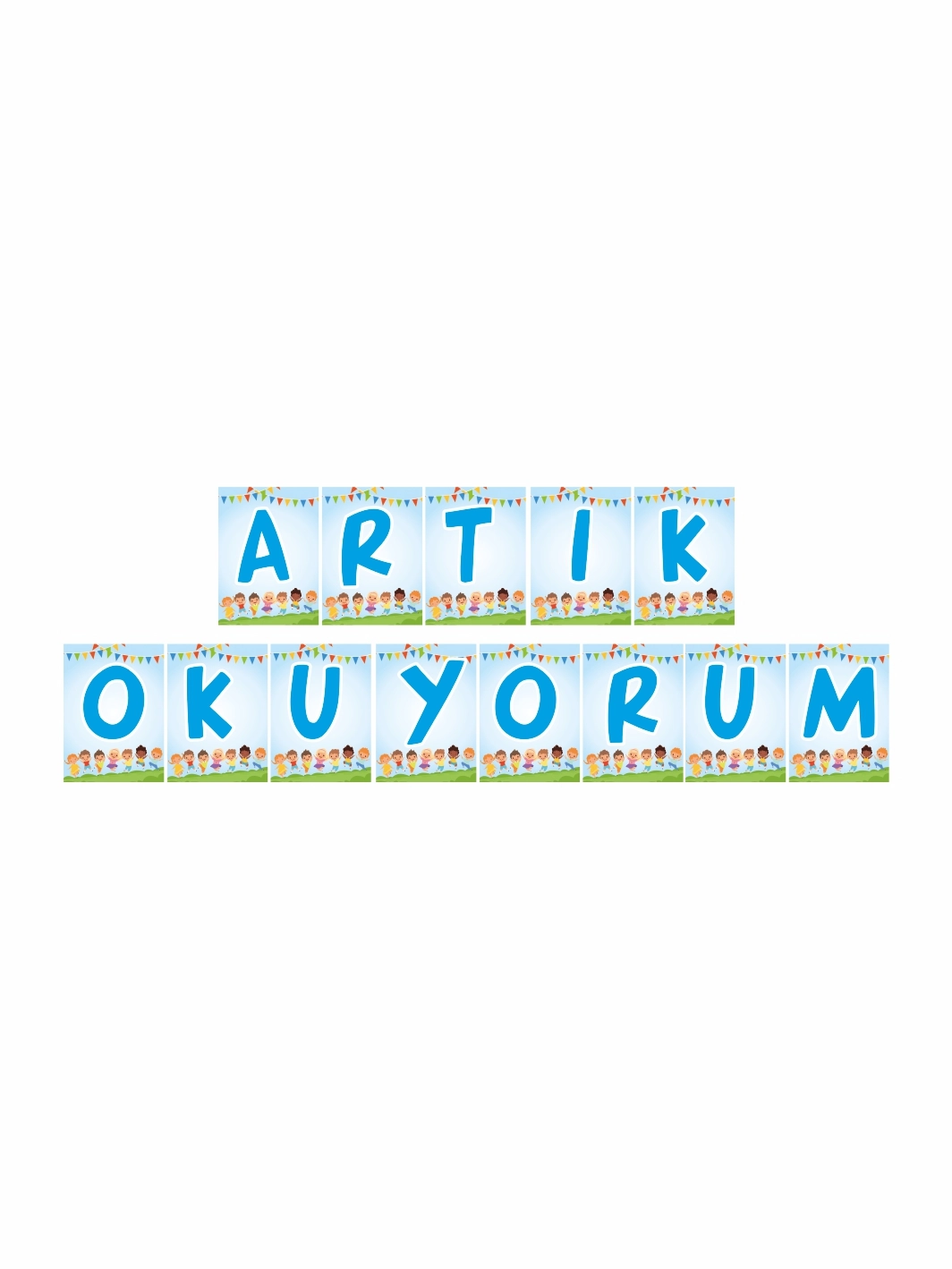 Artık Okuyorum Flama Banner Okul Çocuk Konsept Sınıf Süsleme