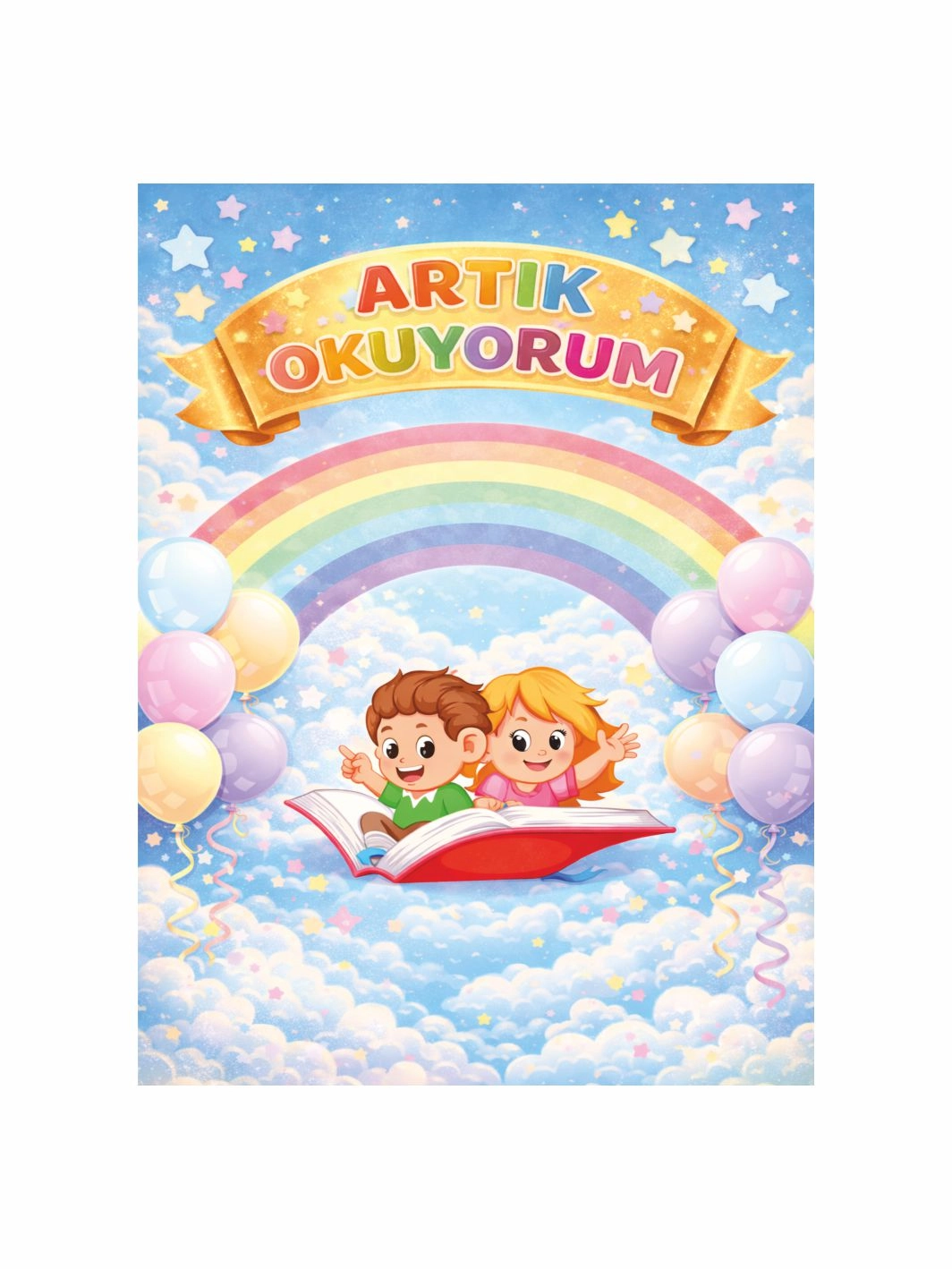 Artık Okuyorum Gökkuşağı Temalı Çocuk Okuma Şenliği Fotoğraf Çekim Arka Fon Afişi