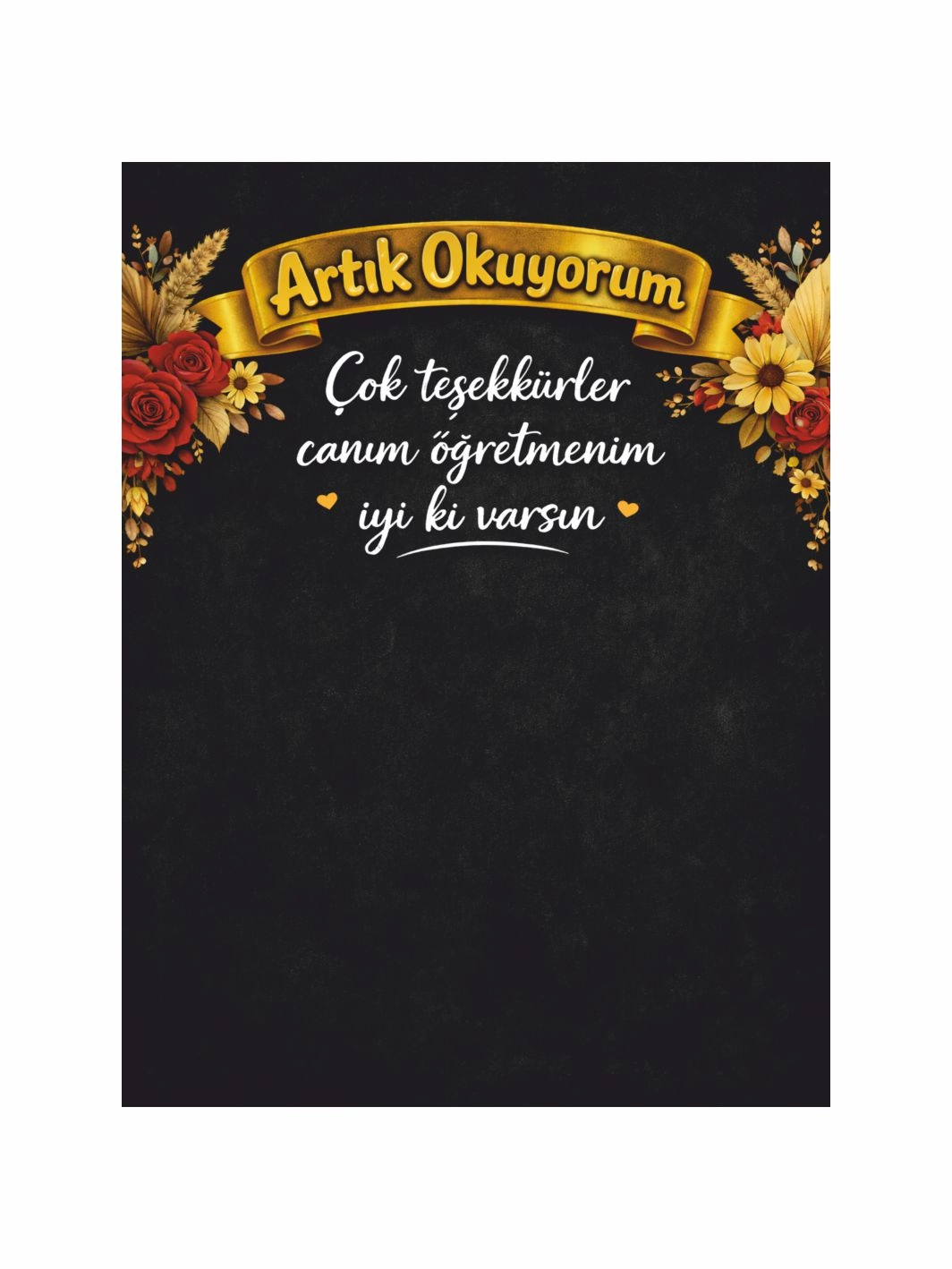 Artık Okuyorum Öğretmene Teşekkür Temalı Okuma Şenliği Hatıra Afişi