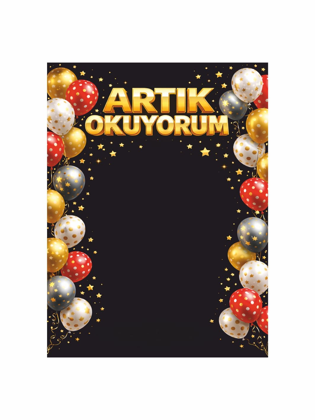 Artık Okuyorum Renkli Balon Çerçeveli Okuma Şenliği Fotoğraf Çekim Arka Fon Afişi