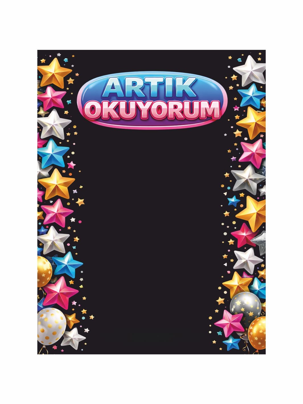 Artık Okuyorum Renkli Yıldızlı Çocuk Okuma Şenliği Fotoğraf Çekim Arka Fon Afişi