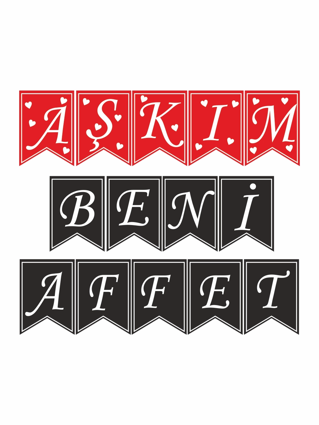 Aşkım Beni Affet Flama Banner Kırmızı Siyah Renk