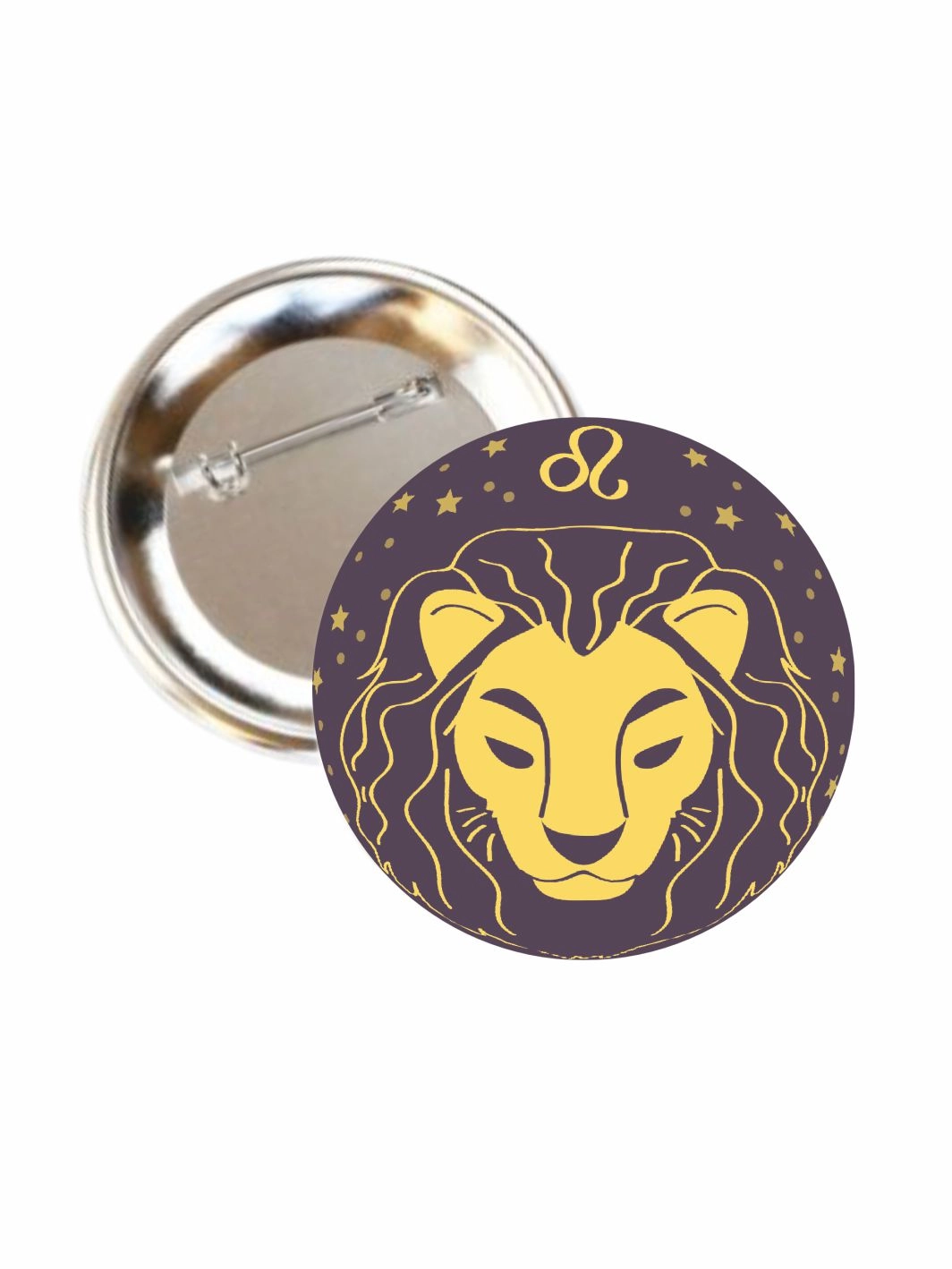 Aslan Burcu Buton Rozet 58mm İğneli Metal Yaka Rozeti
