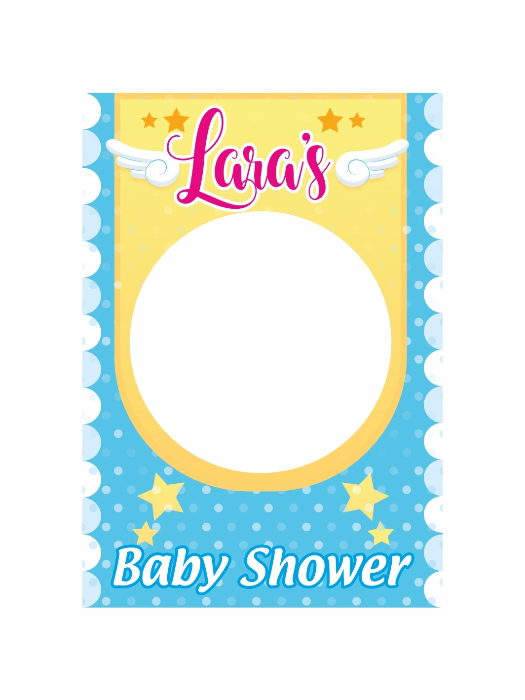 Baby Shower Yıldızlı Kanatlı Oval Fotoğraf Çekim Çerçevesi