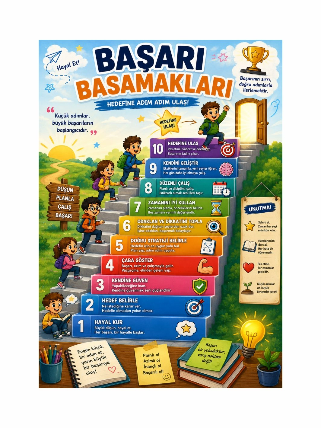 Başarı Basamakları Sınıf Öğrenci Okul Afişi