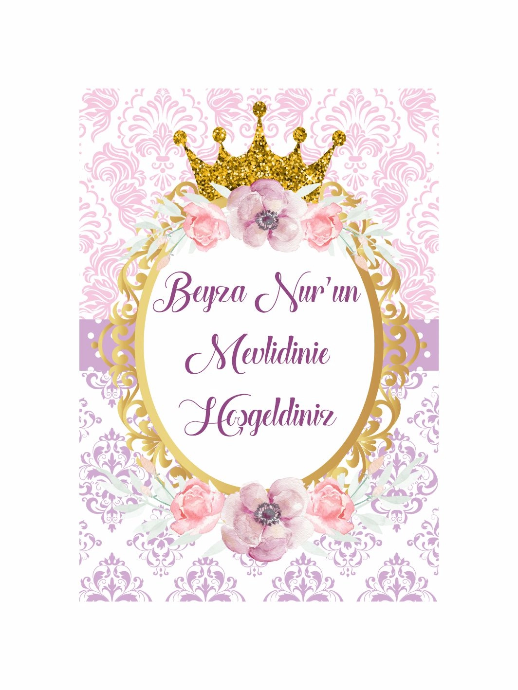 Pembe Lila Konsept Bebek Mevlit Afişi Arka Fon Tasarımı