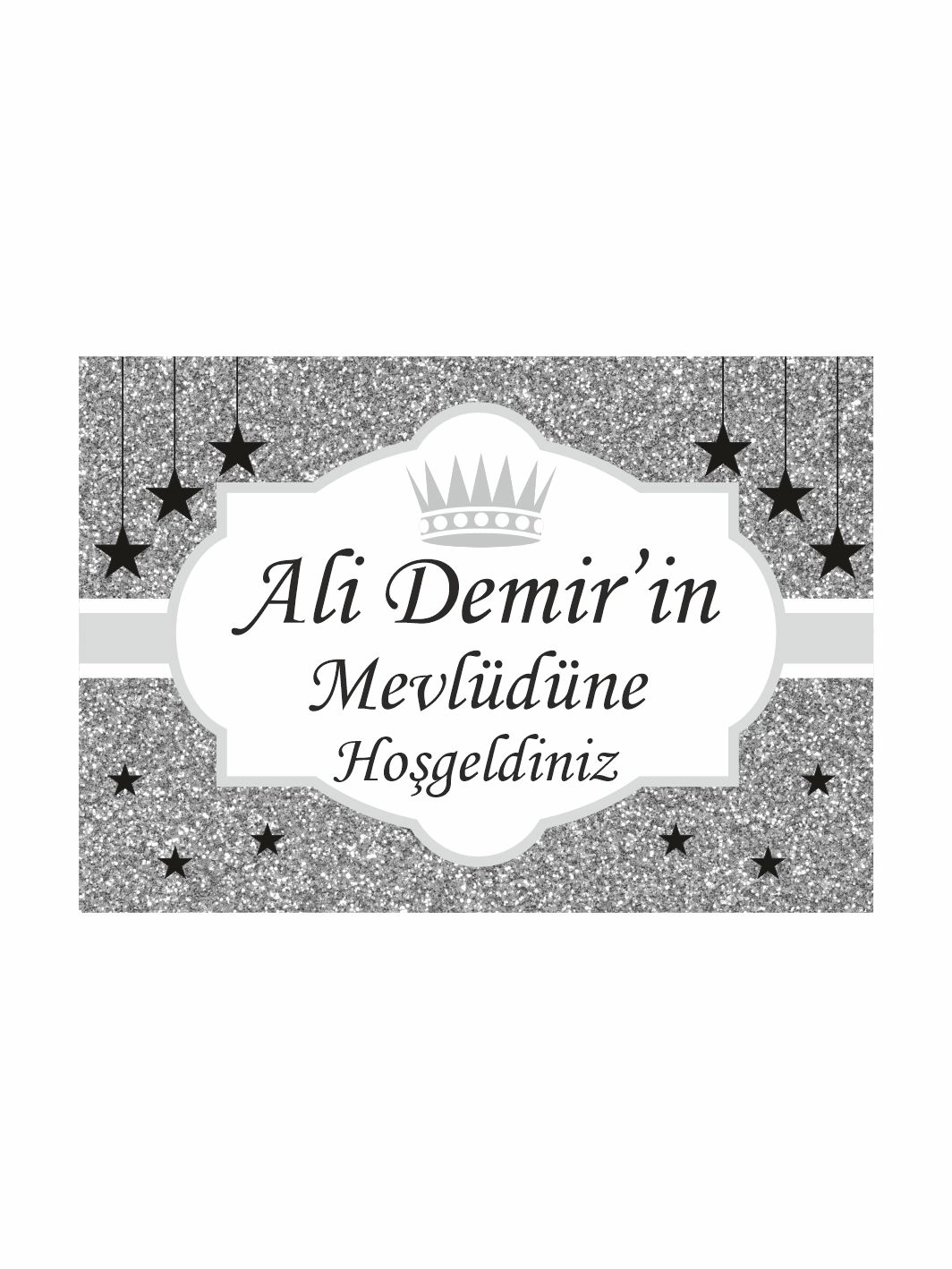 Gümüş Sim Zeminli Konsept Bebek Mevlüt Afişi Arka Fon Tasarımı