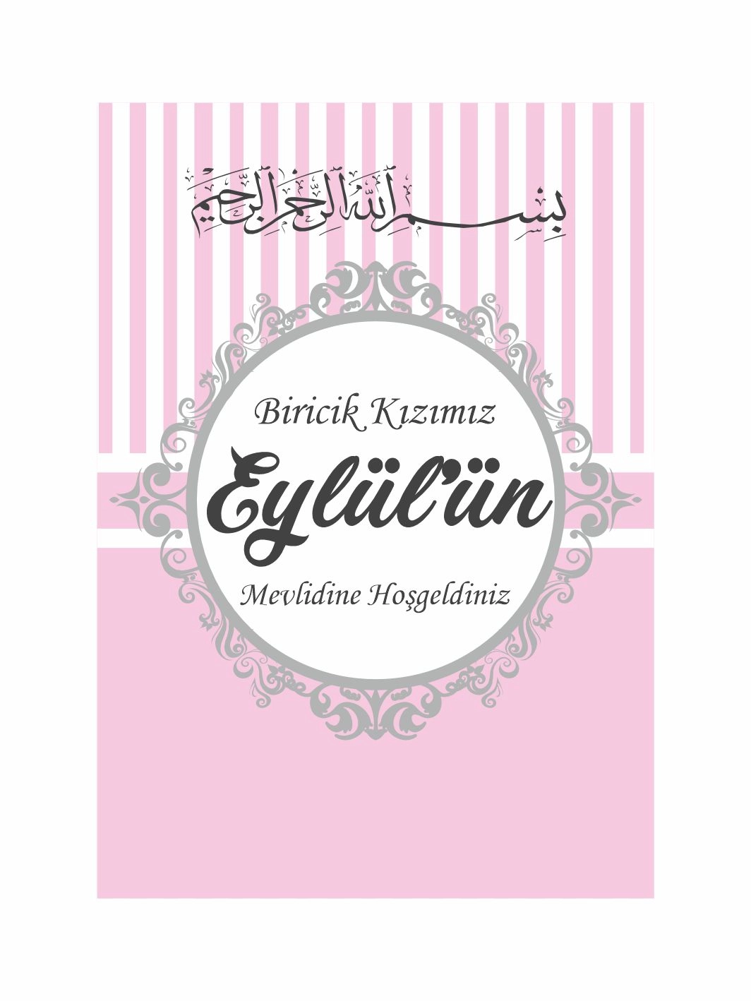 Pembe Gri Renk Konsept Bebek Mevlüt Afişi Arka Fon Tasarımı