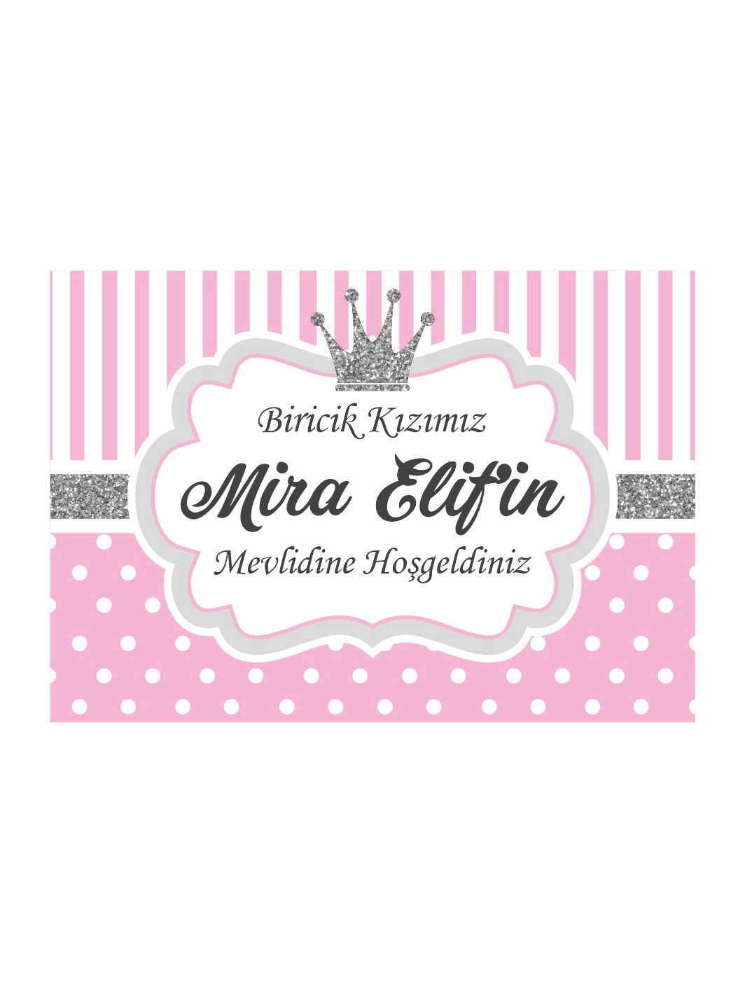 Pembe Zemin Prenses Taç Temalı Bebek Mevlüt Afişi