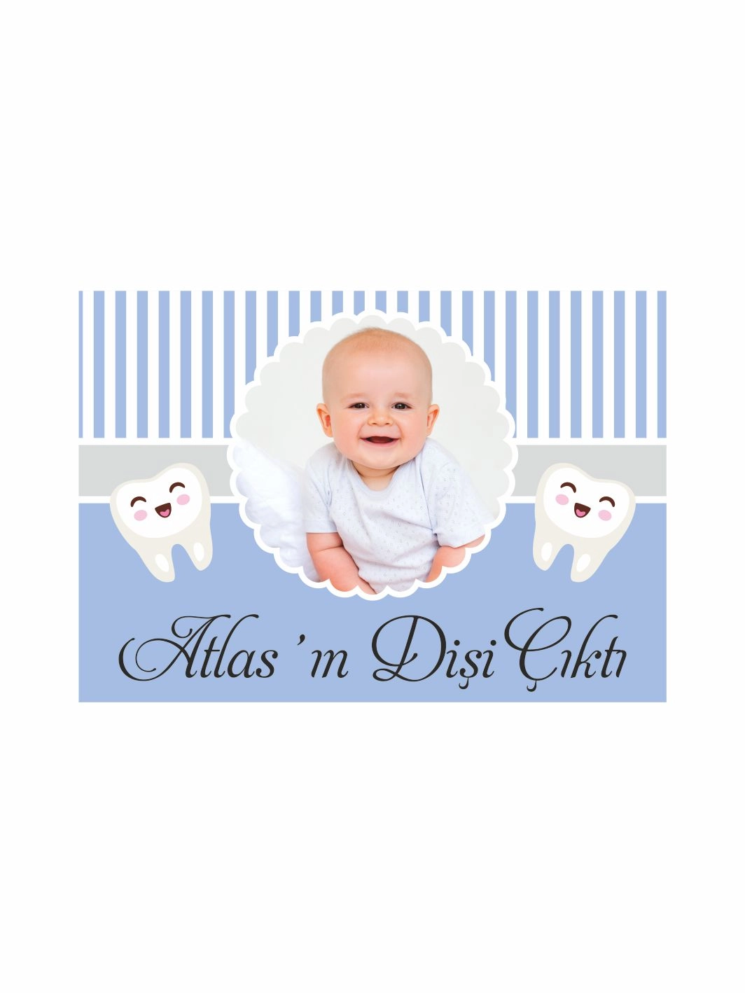 Bebek Resimli Diş Parti Afişi Bebe Mavisi Renk Sevimli Dişler Konsept