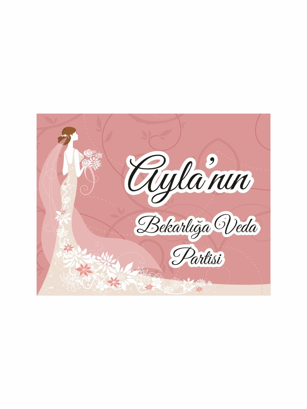 Bekarlığa Veda Partisi Afişi Çiçek Desenli Vintage Gelin Tema