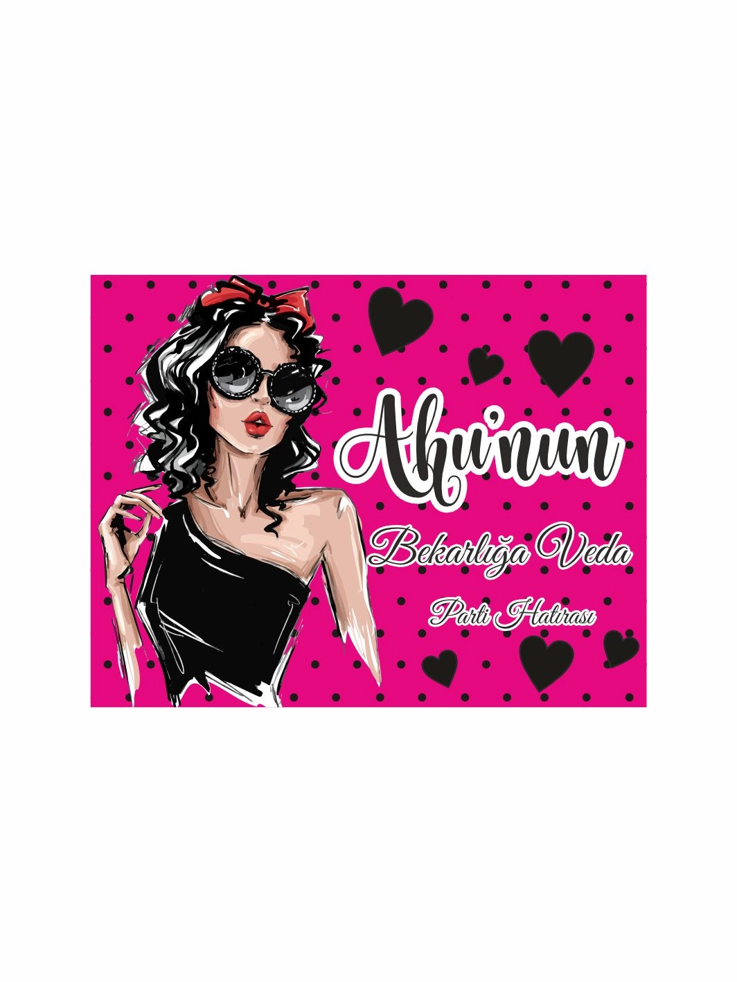 Bekarlığa Veda Partisi Afişi Fuşya Puantiyeli Fashion Kız Tema