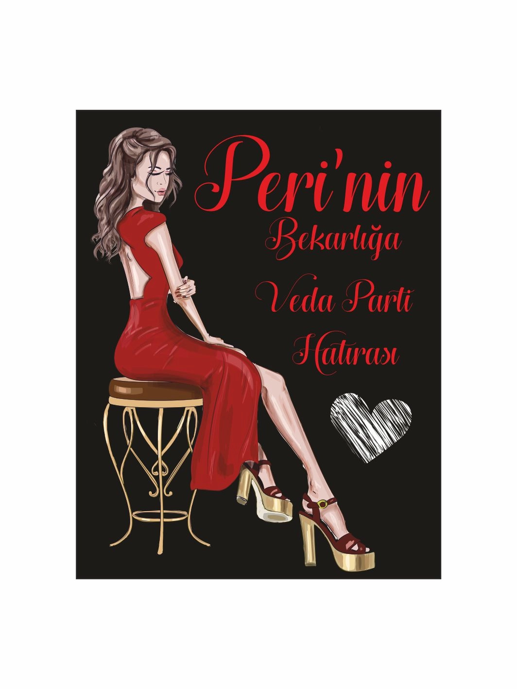 Bekarlığa Veda Partisi Afişi Lüks Kırmızı Elbise Fashion Konsept