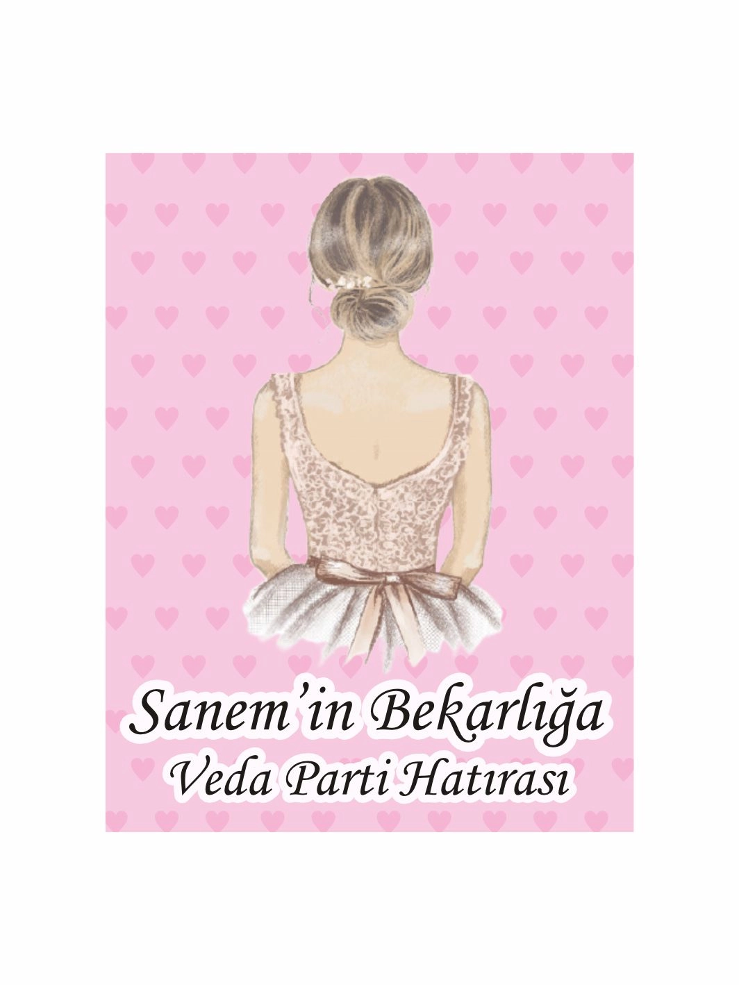 Bekarlığa Veda Partisi Afişi Pembe Kalp Desenli Sırt Detaylı Gelin Tema